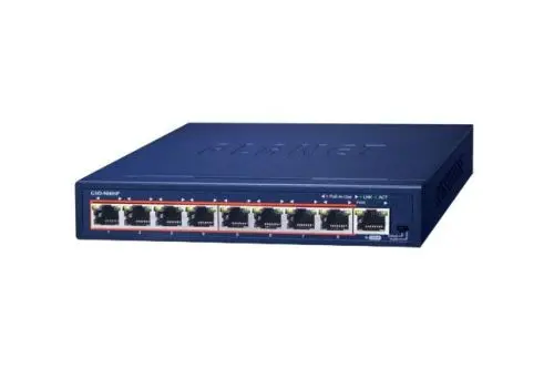 GSD-908HP Planet 8 x Ports PoE+ 10/100/1000Base-T + 1 x Port 1GbE RJ-45 Desktop Gigabit Ethernet Network Switch
