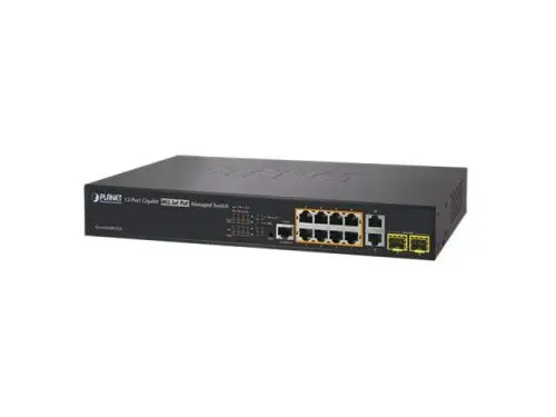 GS-4210-8P2T2S Planet 8 x Ports PoE+ 1000Base-T + 2 x Ports 1GbE RJ-45 + 2 x Ports SFP Layer 2 1U Rack-Mountable Managed Gigabit Ethernet Network Switch