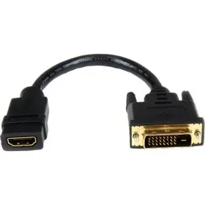 HDDVIFM8IN StarTech 8-Inch HDMI to DVI-D Video Cable Adapter HDMI Female to DVI Mal