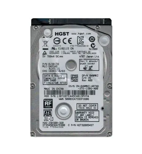 HTS545032A7E680 Hitachi Travelstar Z5K500 320GB 5400RPM SATA 6GB/s 8MB Cache 2.5-inch Hard Disk Driv