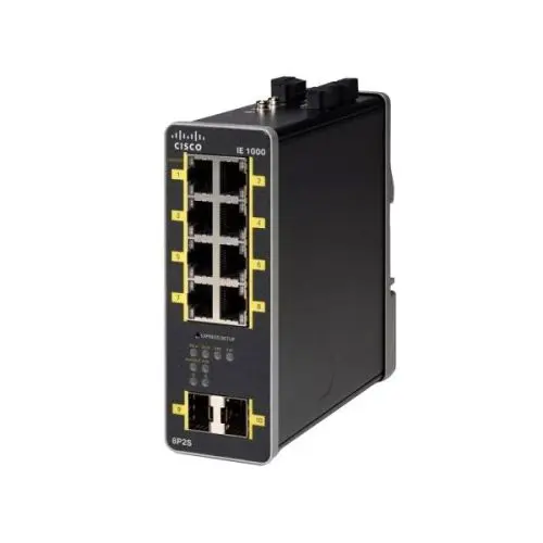 IE-1000-8P2S-LM-RF Cisco Industrial Ethernet 1000 Series 8 x Ports 100Base-TX 2 x SFP Ports Layer 2 Managed Rail-mountable Fast Ethernet network Switch