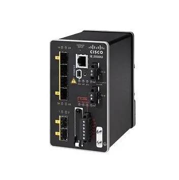 IE-2000U-4TS-G-RF Cisco Industrial Ethernet IE 2000U Series 4 x FE DownLinks Ports 10/100Base-TX + 2 x GE SFP Uplinks Ports Layer 2 Managed Din Rail-Mountable Fast Ethernet Network Switch