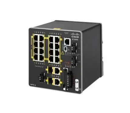 IE-2000-16PTCGE-RF Cisco Industrial Ethernet 2000 Series 16 x Ports 10/100Base-TX + 2 x SFP Ports Layer 2 Managed Rail-mountable Fast Ethernet Network Switch
