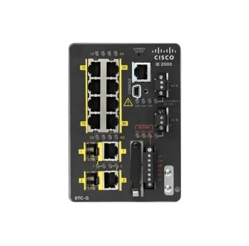 IE-2000-8TC-G-E-RF Cisco Industrial Ethernet IE 2000 Series 8 x FE Ports 10/100BAse-TX + 2 x GE Combo SFP Ports Layer 2 Managed Din Rail-Mountable Fast Ethernet Network Switch