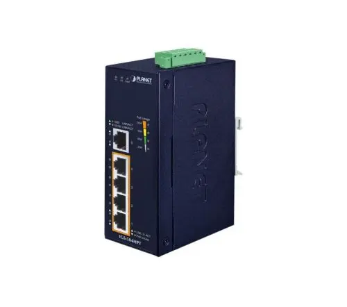IGS-504HPT Planet 4 x Ports PoE+ 10/100/1000Base-T + 1 x Port 1GbE RJ-45 Rail-Mountable Gigabit Ethernet Industrial Network Switch