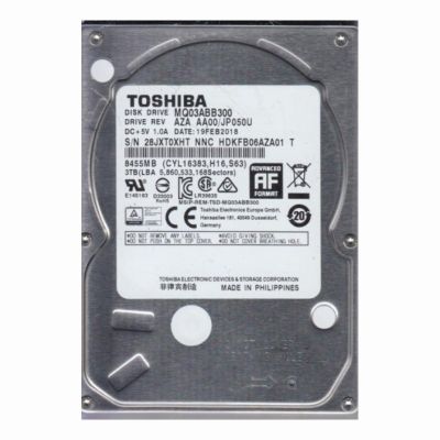 MQ03ABB300 Toshiba 3TB 5.4K RPM 6Gb/s SATA 512e 16MB Cache 2.5-inch Internal Hard Disk Drive