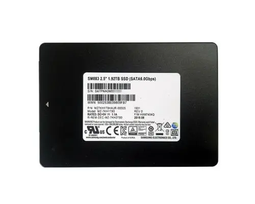MZ7KH1T9HAJR-00005 Samsung SM883 1.92TB Multi-Level Cell SATA 6Gb/s 2.5-Inch Solid State Drive