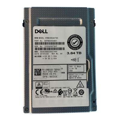 N85XX Dell 3.84TB Triple-Level Cell SAS 12Gb/s Hot-Pluggable Read Intensive (512e) 2.5-Inch Solid State Drive with Tray for PowerEdge Servers