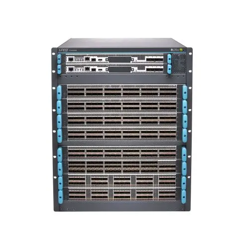 PTX10008-PREM3 Juniper 8-Slot 2-Routing Engines 6-AC/HVDC/DC Power Supplies 2-Fan Trays 2-Fan Tray Controllers 6-Switch FC