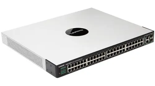 SFE2010P Linksys Small Business 48 x RJ-45 Ports PoE 10/100Base-TX + 2 x Ports 1000Base-T + 2 x Ports Combo SFP (mini-GBIC) Layer 3 Managed Rack-Mountable Fast Ethernet Network Switch