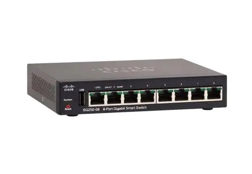 SG250-08-K9-NA-RF Cisco Small Business 250 Series SG250-08 8 x Ports PoE+ 10/100/1000Base-T Rack-Mountable Layer 2 Managed Gigabit Ethernet Network Switch