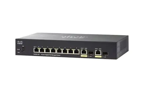 SG350-10P-K9-NA-RF Cisco Small Business 350 Series SG350-10P 8 x Ports PoE+ 10/100/1000Base-T + 2 x Ports Combo SFP Rack-Mountable Layer 3 Managed Gigabit Ethernet Network Switch