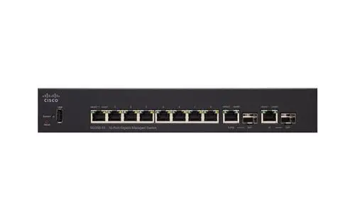 SG350-10-K9-JP Cisco Small Business 350 Series SG350-10 8 x Ports 10/100/1000Base-T + 2 x Ports Combo SFP Rack-Mountable Layer 3 Managed Gigabit Ethernet Network Switch