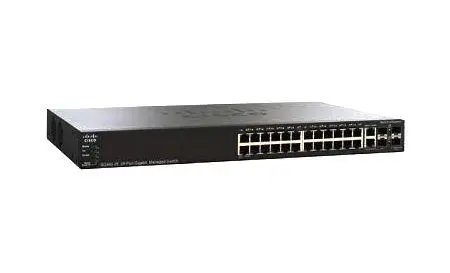 SG350-28-K9-NA-RF Cisco Small Business 350 Series SG350-28 24 x Ports 10/100/1000Base-T + 2 x Ports Copper Combo SFP + 2 x Ports SFP Rack-Mountable Layer 3 Managed Gigabit Ethernet Network Switch