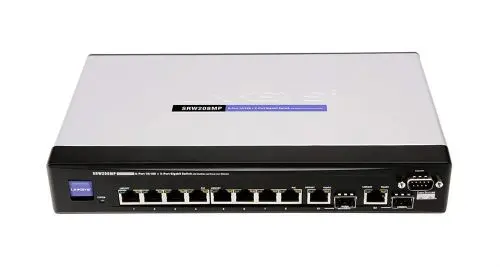 SRW208MP Cisco Small Business 8 x RJ-45 Ports PoE 10/100Base-TX + 2 x SFP Ports Layer 3 Managed Rack-mountable Fast Ethernet Network Switch