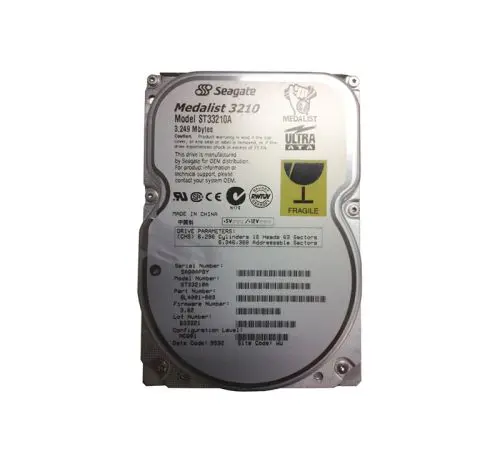ST33210A Seagate Medalist 3210 Series 3.2GB 5400RPM IDE Ultra ATA/33 (ATA-4) 256KB Cache (CE) 3.5-Inch Hard Drive