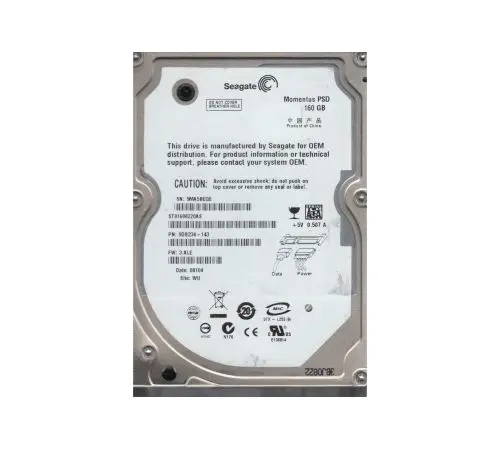 ST91608220AS Seagate Momentus 160GB 5400RPM SERIAL ATA-150 8MB Cache 2.5-Inch Laptop Hard Drive