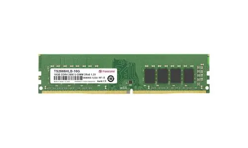 TS2666HLB-16G Transcend 16GB DDR4-2666MHz PC4-21300 Non-ECC Unbuffered UDIMM CL19 2Rx8 1.2V 288-Pin Memory Module 
