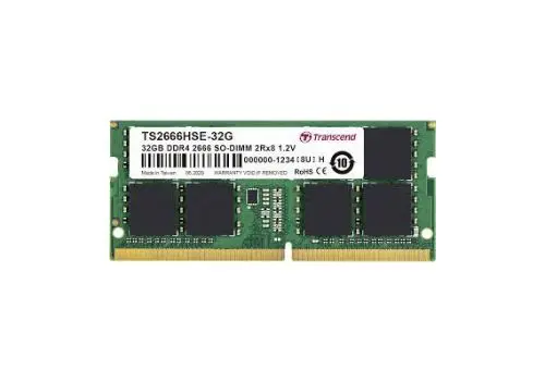 TS2666HSE-32G Transcend 32GB DDR4-2666MHz PC4-21300 Non-ECC Unbuffered UDIMM CL19 2Rx8 1.2V 288-Pin Memory Module 