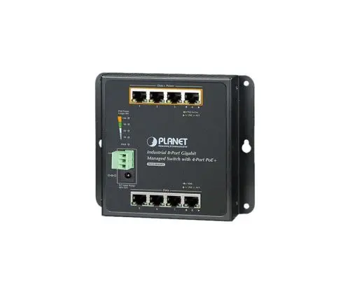 WGS-804HPT Planet 4 x Ports PoE+ 10/100/1000Base-T + 4 x Ports 1GbE RJ-45 Layer 2 Managed Wall-Mountable Gigabit Ethernet Industrial Network Switch