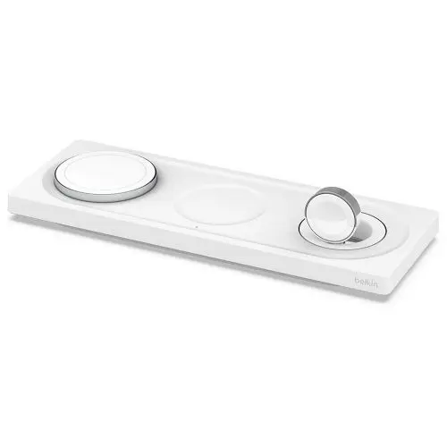 WIZ016TTWH Belkin 15-Watts 3-In-1 Wireless Charging Pad with MagSafe for iPhone 12/13 Series
