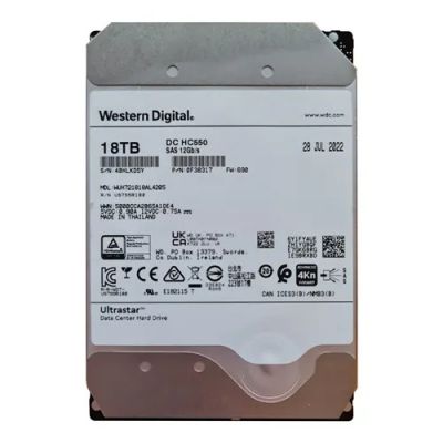 WUH721818AL4205 Western Digital DC HC550 18TB 7200RPM SAS 12Gb/s 512MB Cache SED-FIPS 3.5-inch Hard Drive