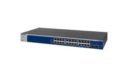 XS724EM Netgear 24 x Ports 10GBase-T + 2 x Ports Shared SFP+ Layer 3 Managed 1U Rack-mountable Multi-Gigabit Ethernet Network Switch